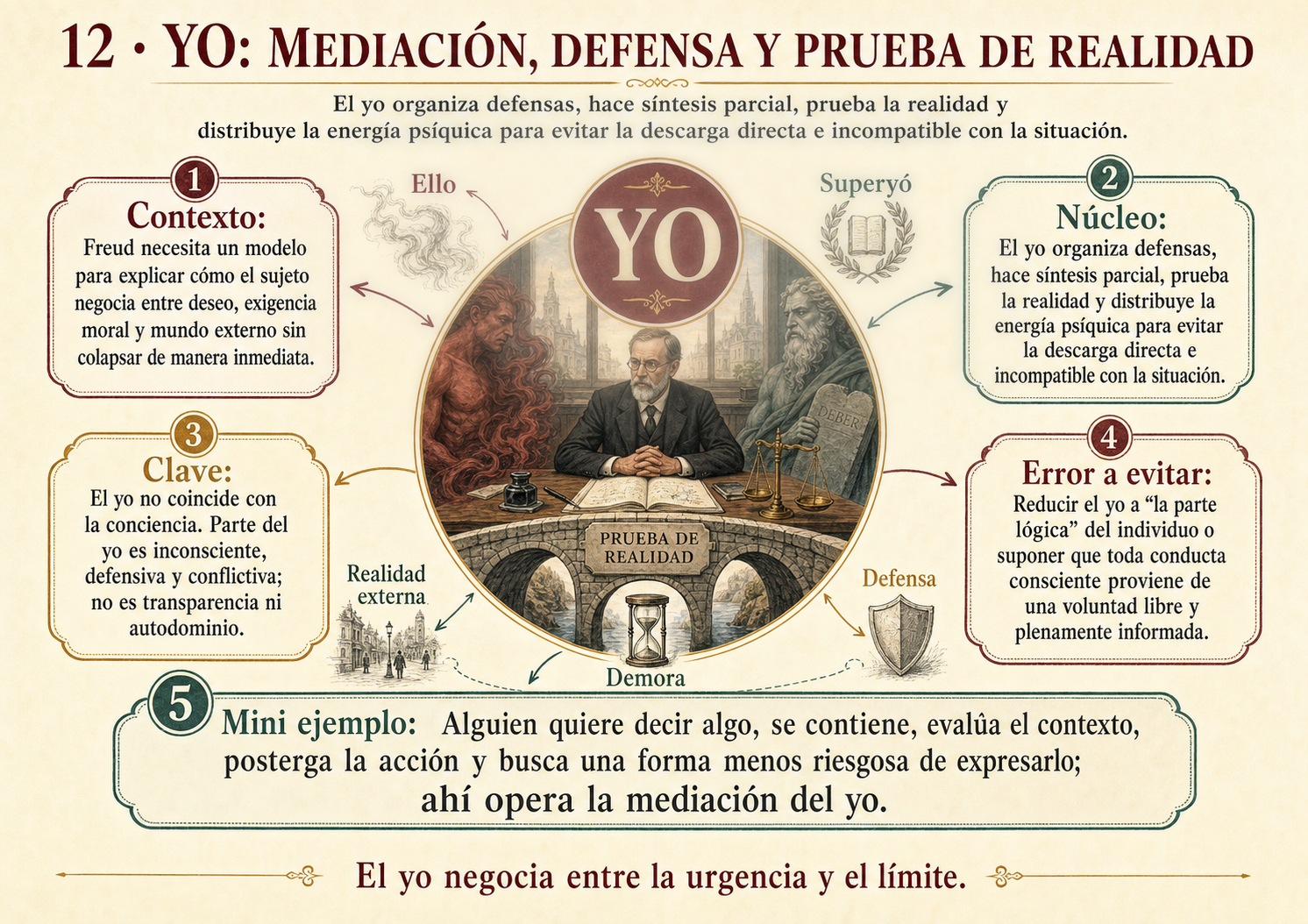 Card 12 — Yo: mediación, defensa y prueba de realidad