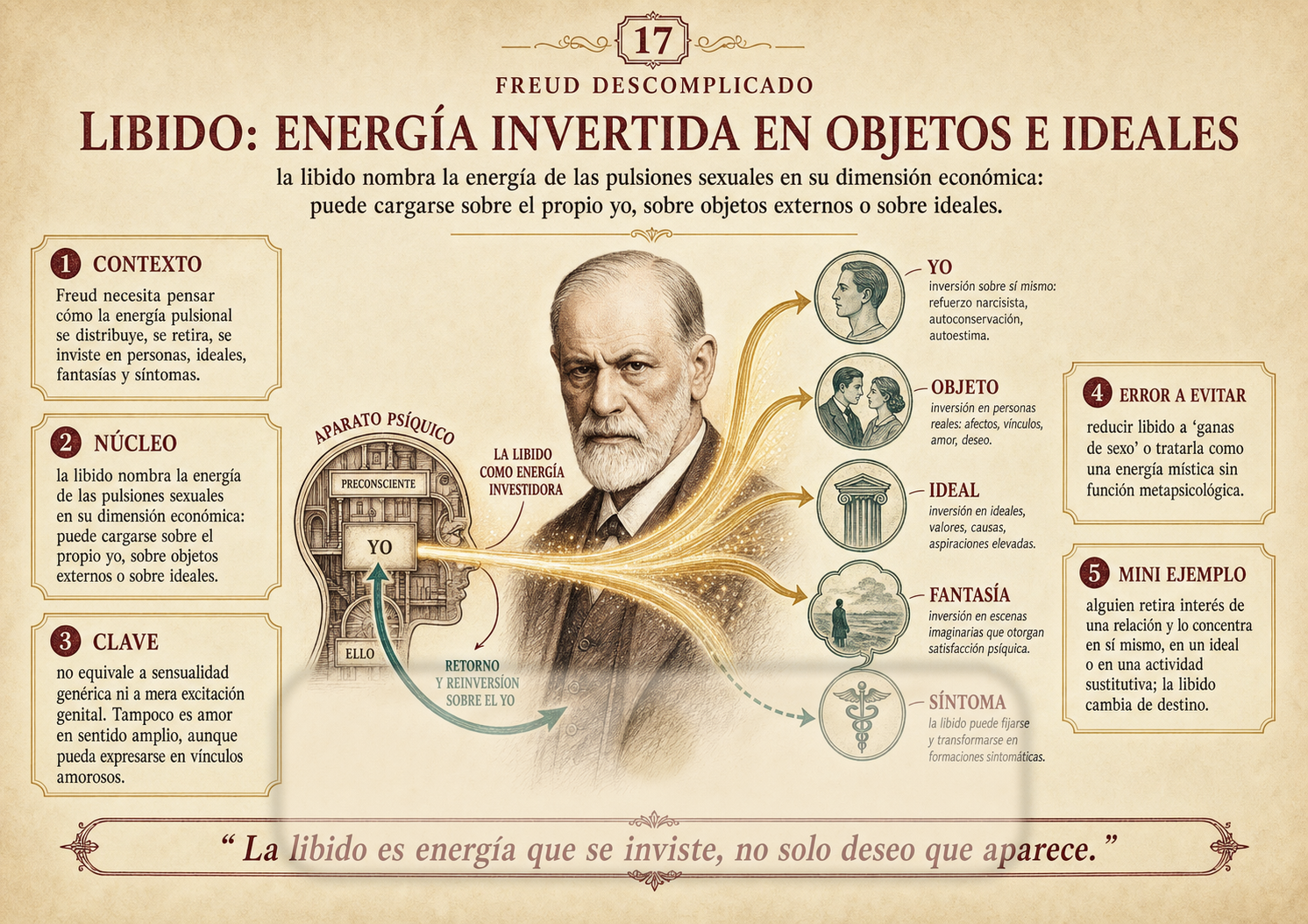 Card 17 — Libido: energía invertida en objetos e ideales